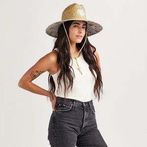 NWOT Hemlock Hat Company Lifeguard Straw Hat Hula Dolphin UPF 50+
